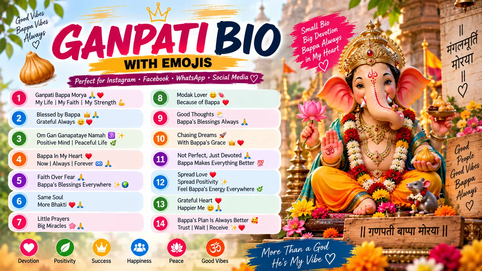 Ganpati Bio with Emojis